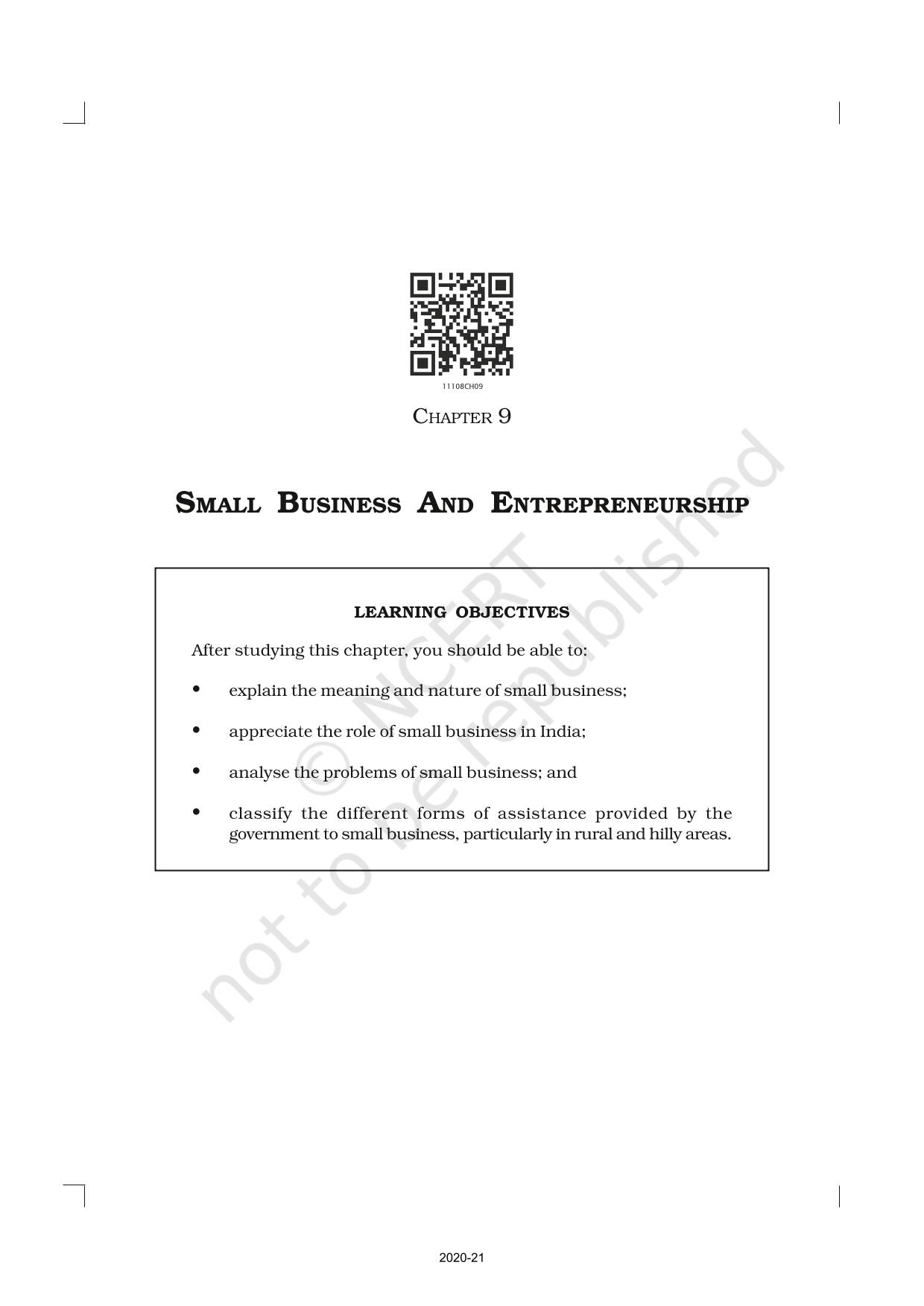 Small Business And Entrepreneurship - NCERT Book Of Class 11 Business ...